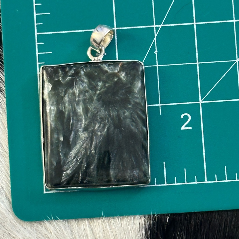 Seraphinite Rectangle Sterling Silver Pendant - image 3